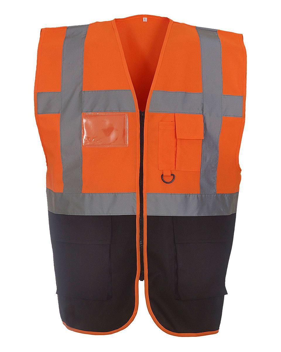Yoko Hi-Viz Executive Waistcoat in Orange / Black (Product Code: HVW801)