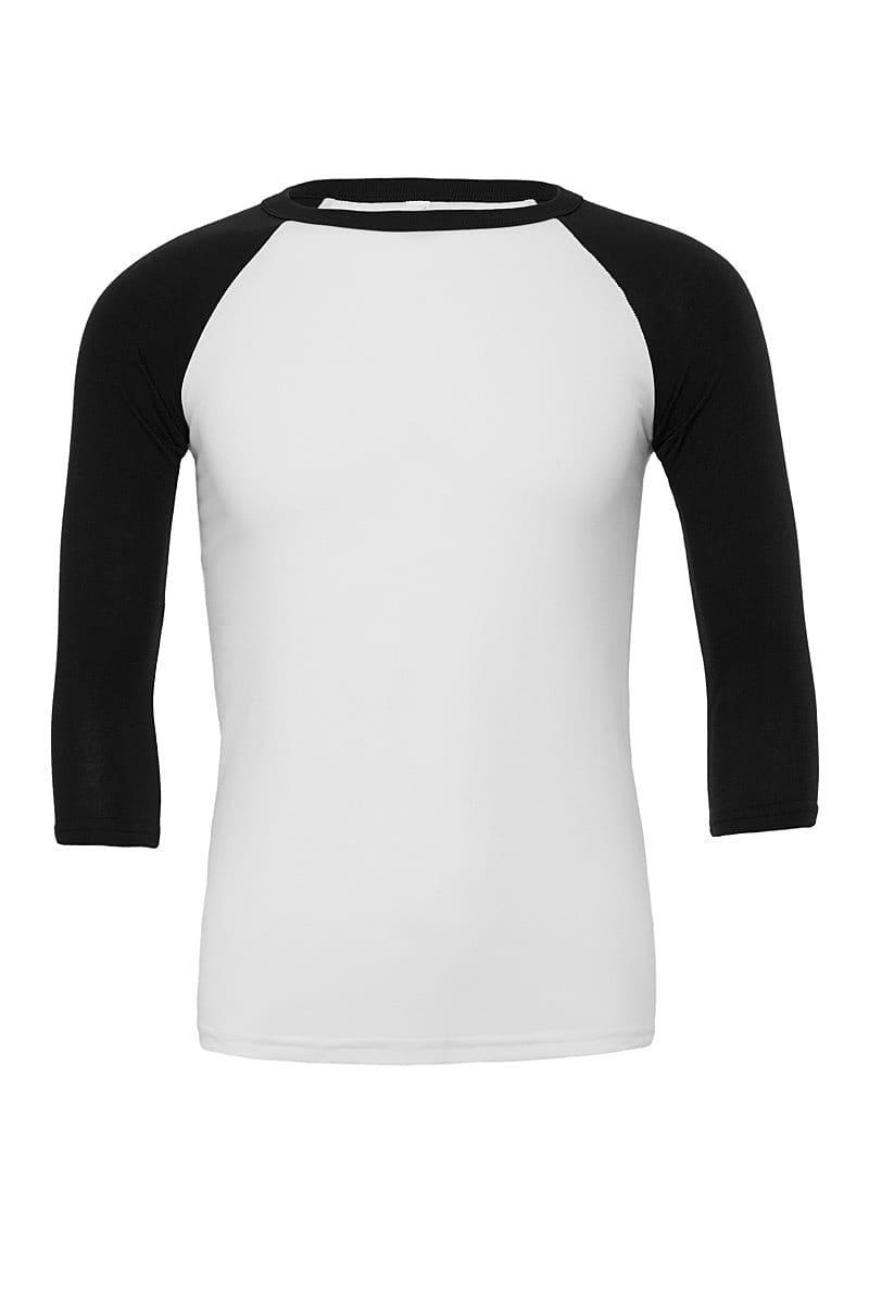 Bella Canvas 3/4 Baseball T-Shirt in White / Black (Product Code: CA3200)