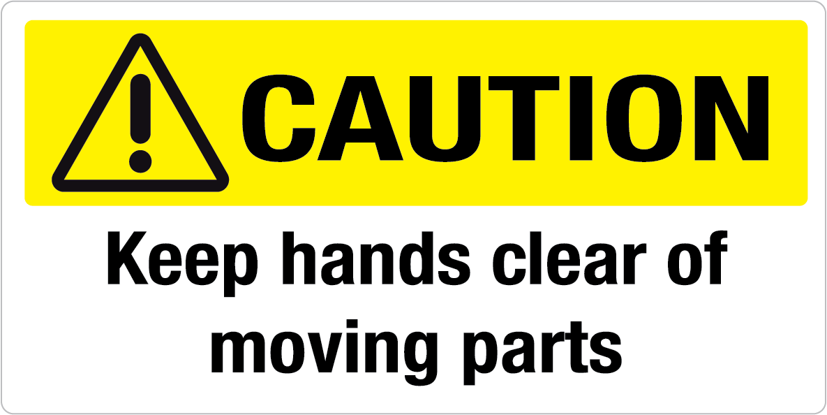 CAUTION MOVING PARTS WARNING STICKER FOR PLANT AND EQUIPMENT TWIN