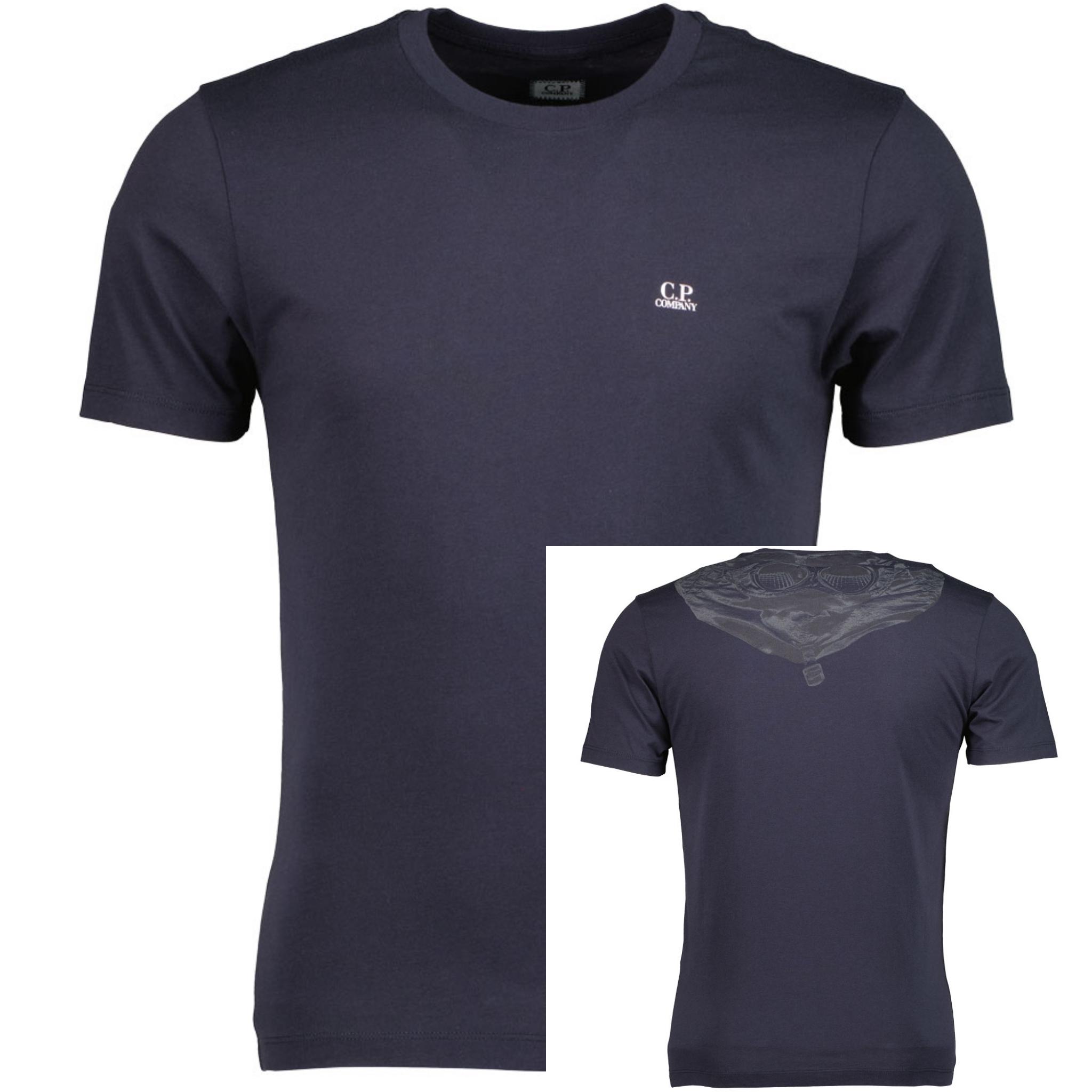 CP COMPANY GOGGLE HOOD LOGO NAVY 30/1 TEE T SHIRT