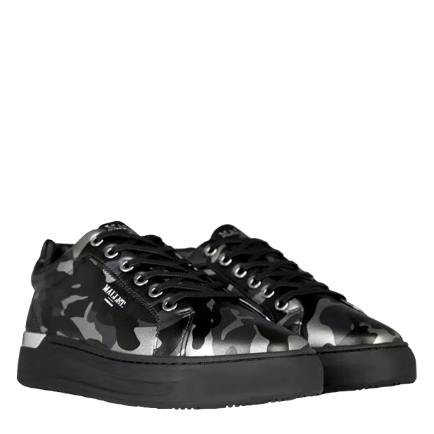 Mallet GRFTR Storm Camo Black Grey Leather Trainers