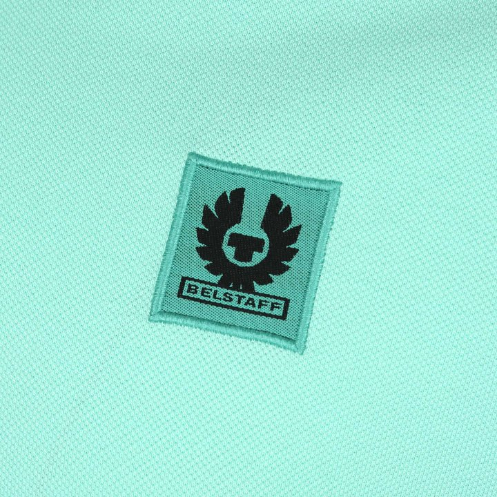 Belstaff Patch Short Sleeve Polo Tipped Ocean Green