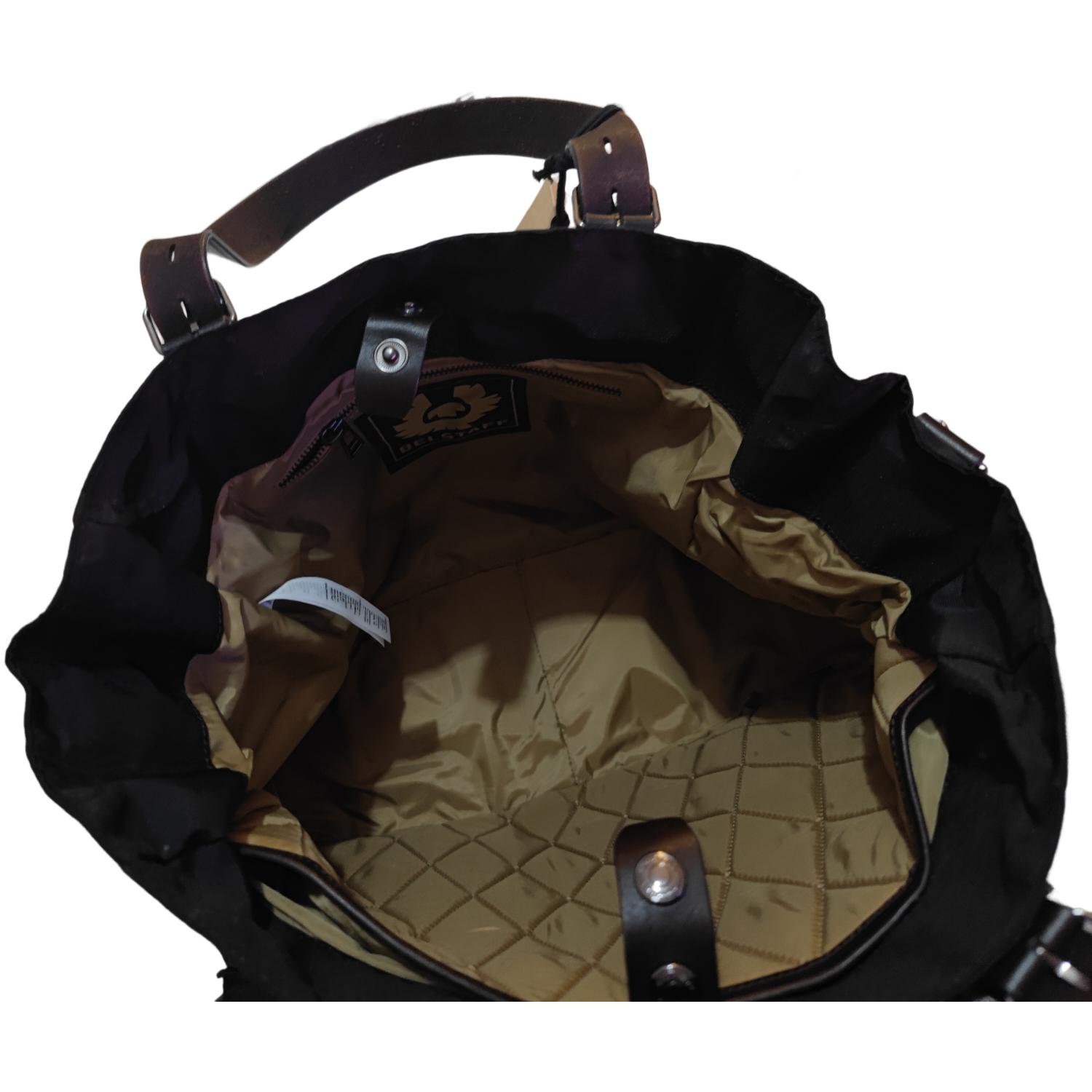 Belstaff Leather Trimmed Nylon Canvas Tote Bag Black