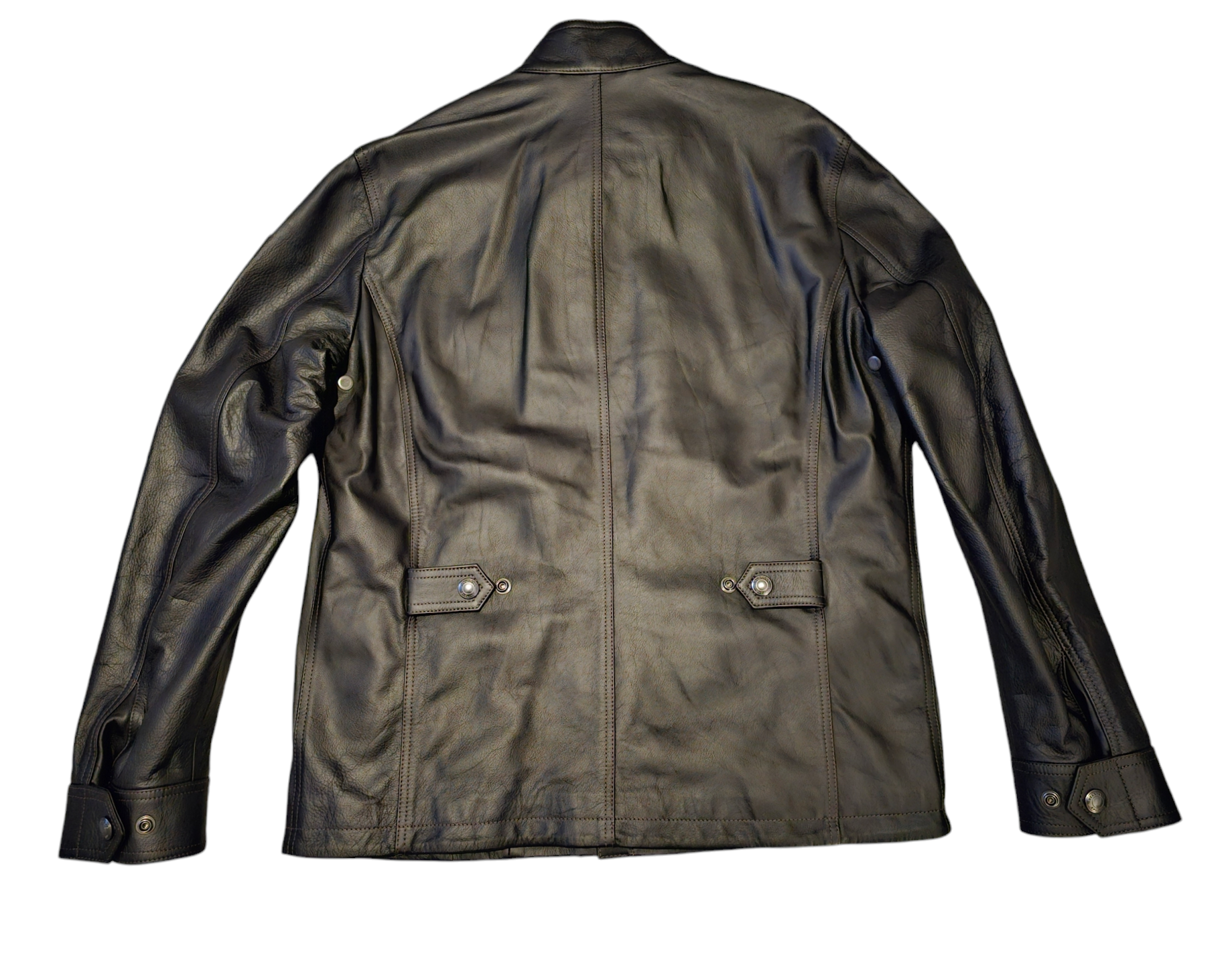 Belstaff Lamb Leather Grant Jacket Dark Brown