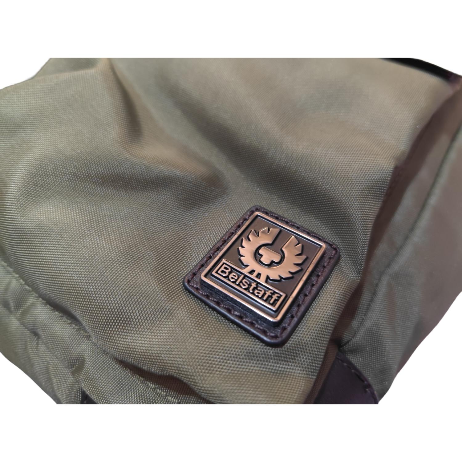 Belstaff Leather Trimmed Nylon Canvas Tote Bag Olive BF