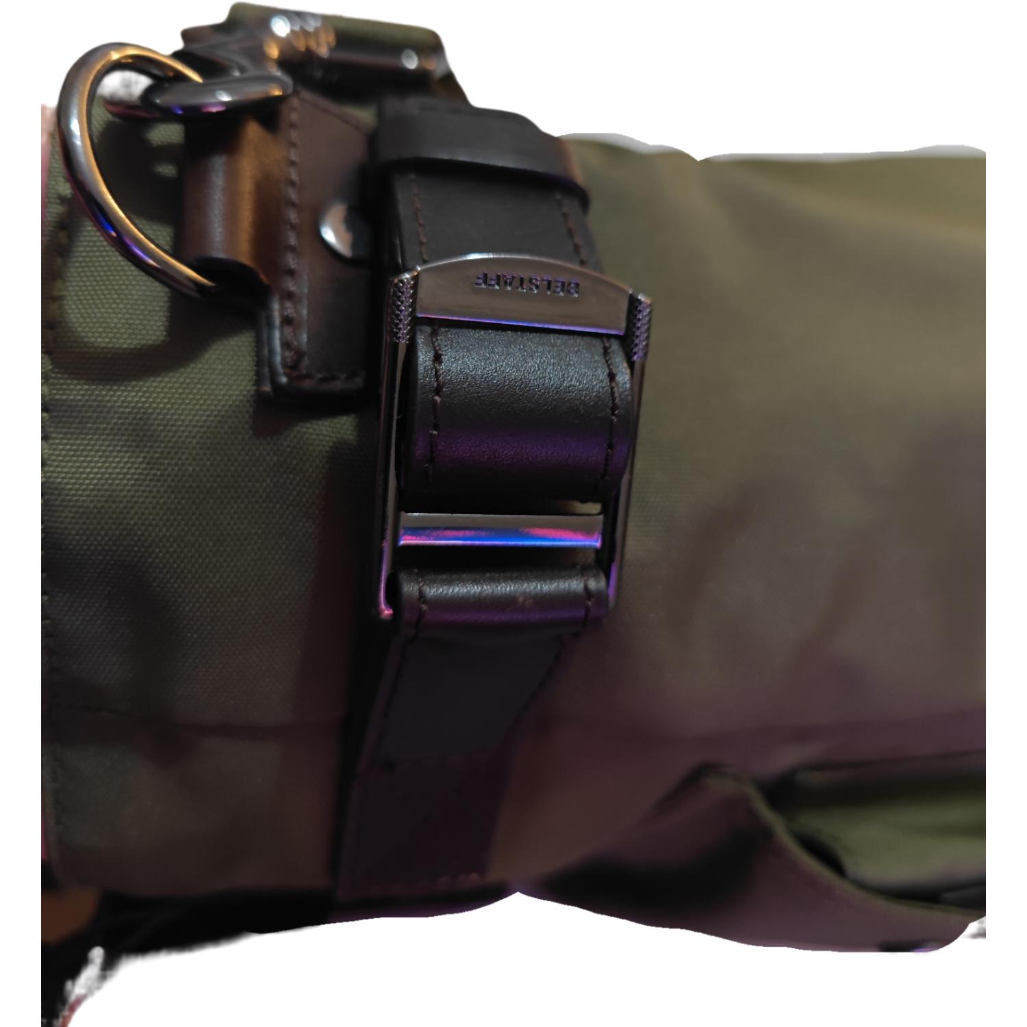 Belstaff Leather Trimmed Nylon Canvas Tote Bag Olive BF