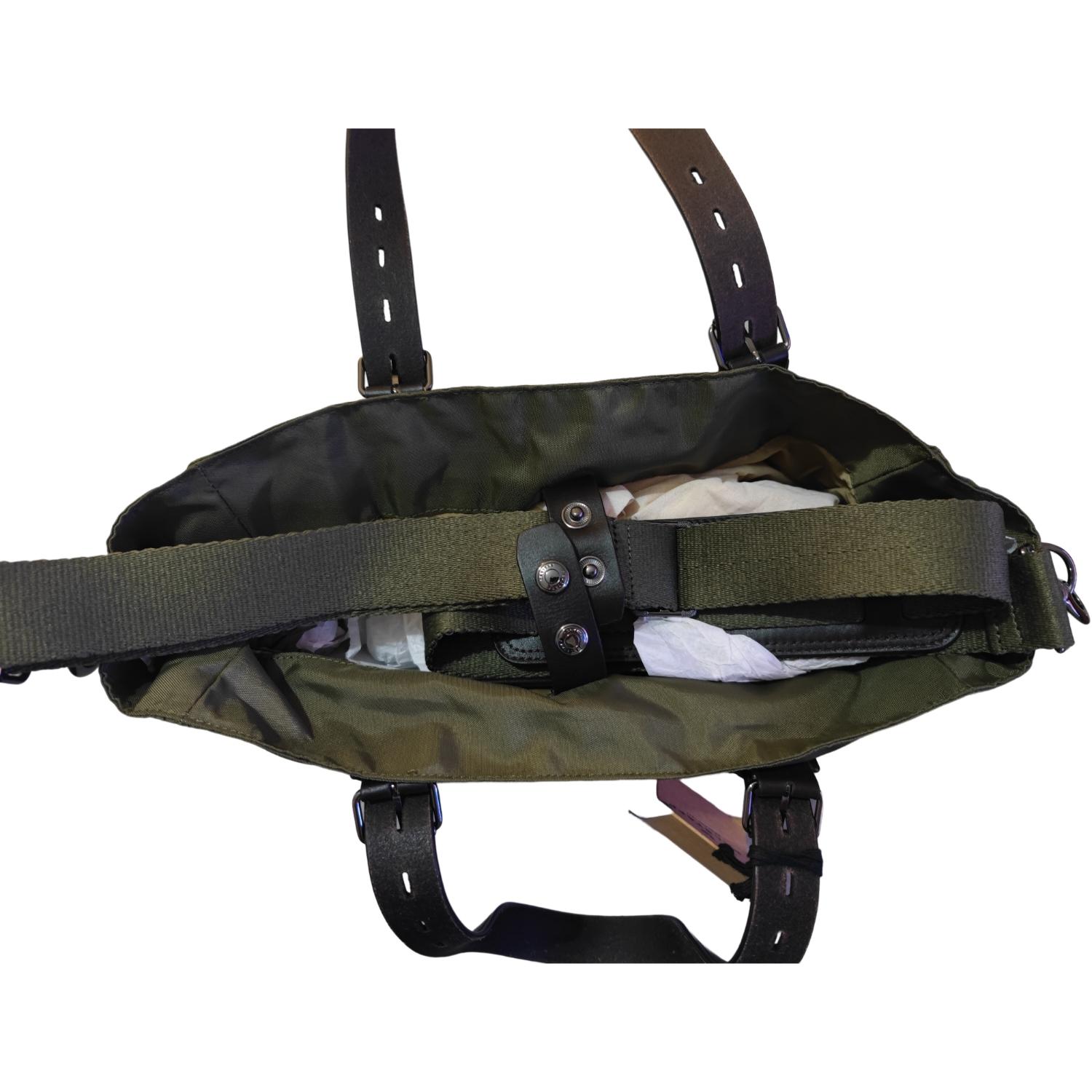 Belstaff Leather Trimmed Nylon Canvas Tote Bag Olive BF