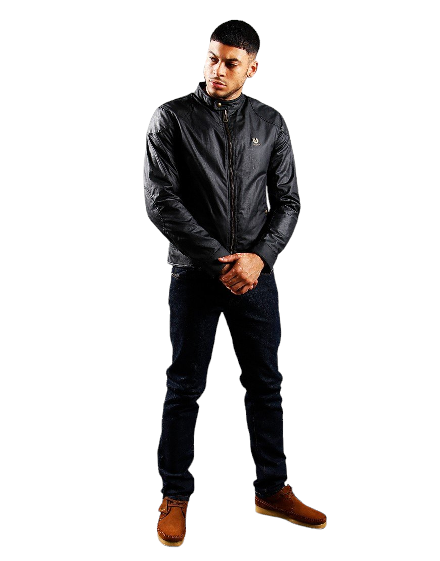 Belstaff Black Kelland Waxed Cotton Café Racer Jacket