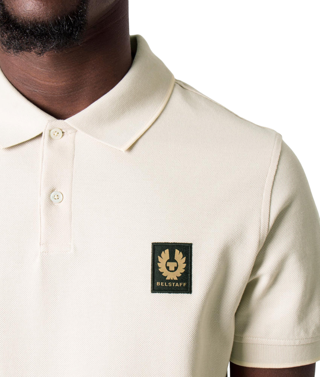 Belstaff Patch Short Sleeve Polo Tipped Moonbeam