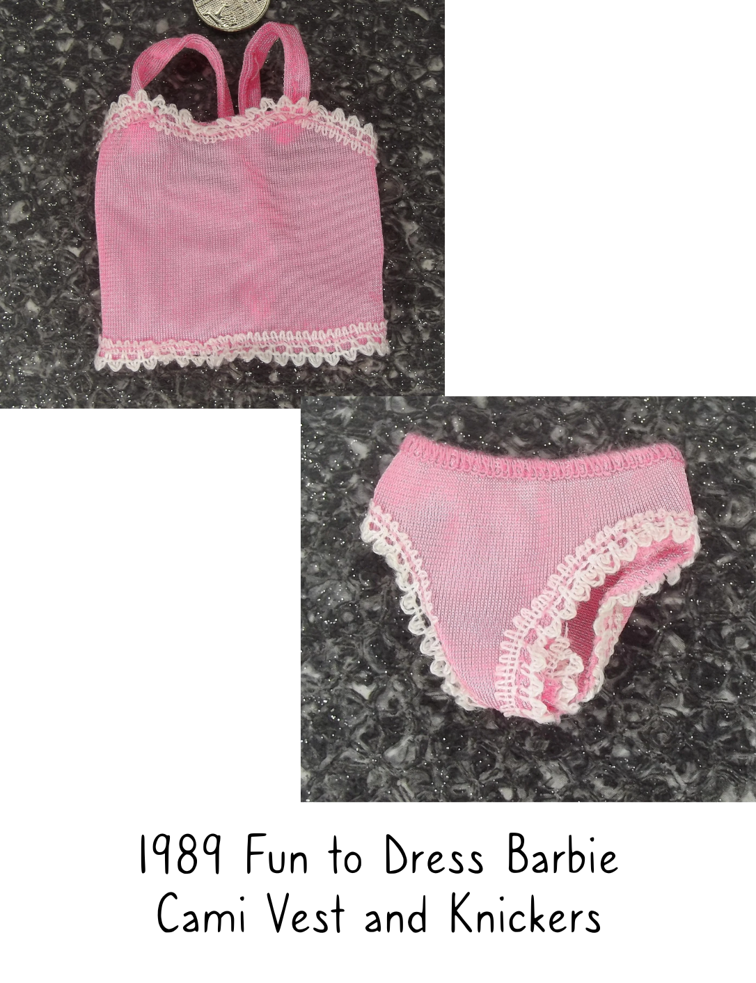 1989 Fun to Dress Barbie Pink Cami Vest and Knickers