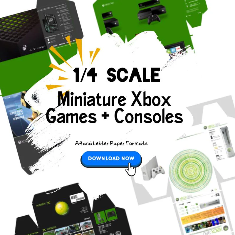 1/4 Scale Miniature Xbox Games and Console Boxes