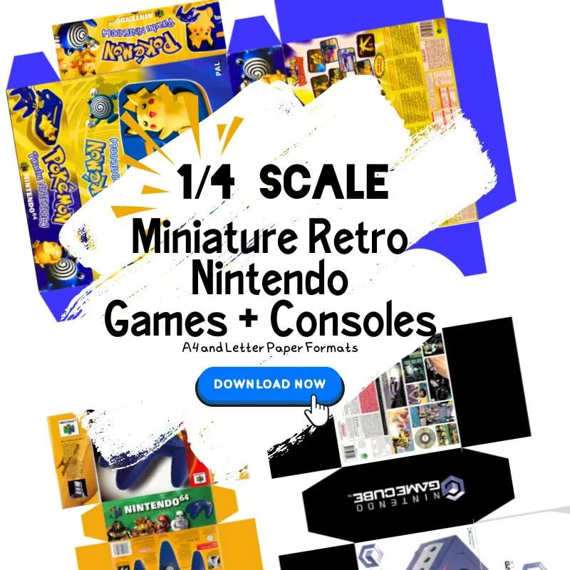 1/4 Scale Miniature Retro Nintendo Games and Console Boxes