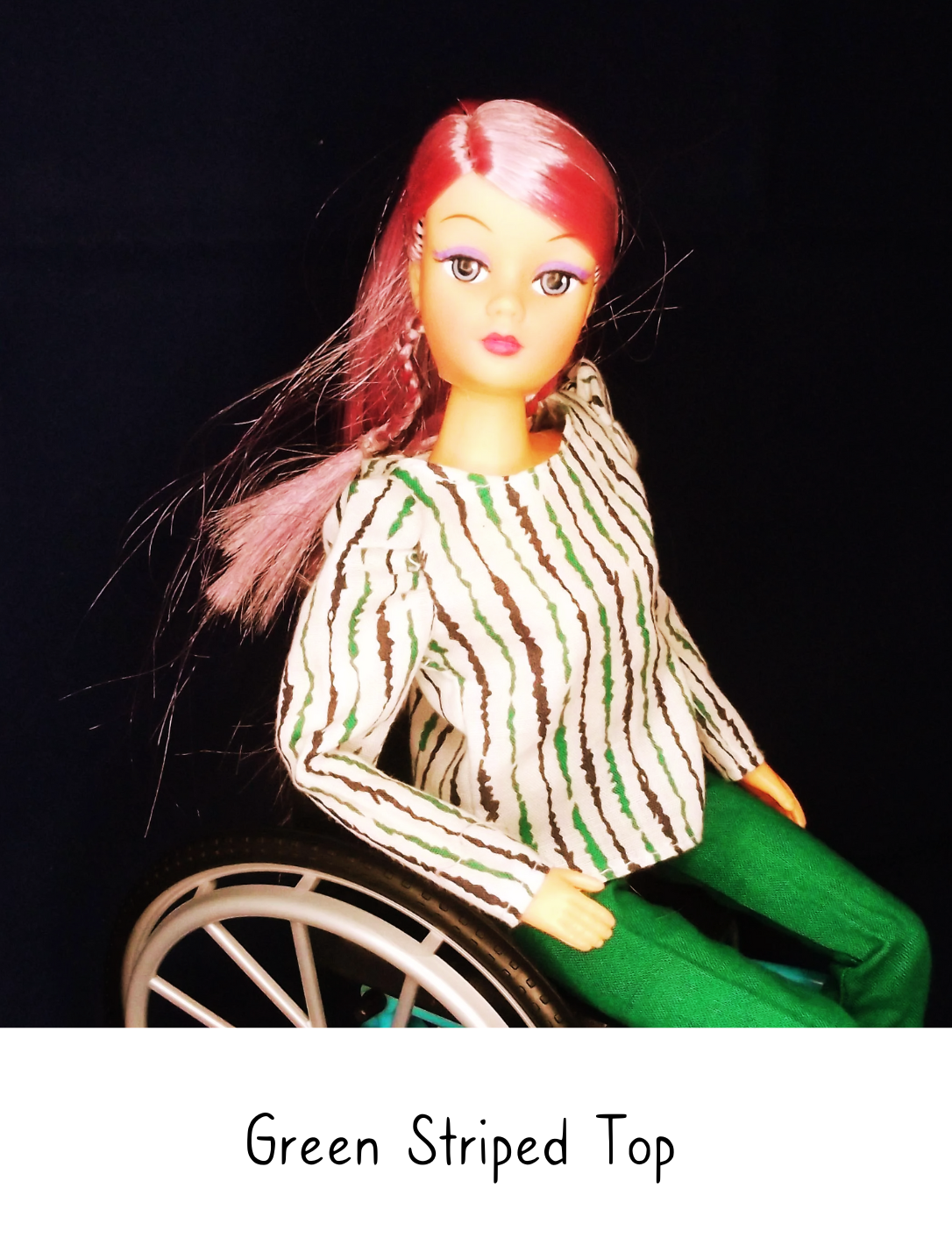 1984 - 1985 Pedigree Sindy Doll Casuals Green Striped Top