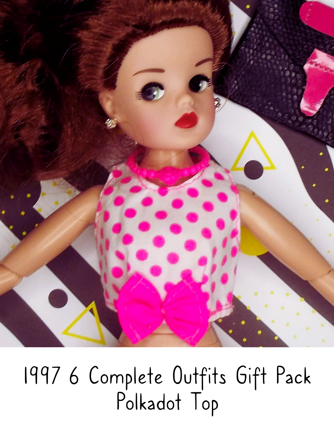 1997 6 Complete Outfits Barbie Fashion Pack Pink and White Polkadot Top