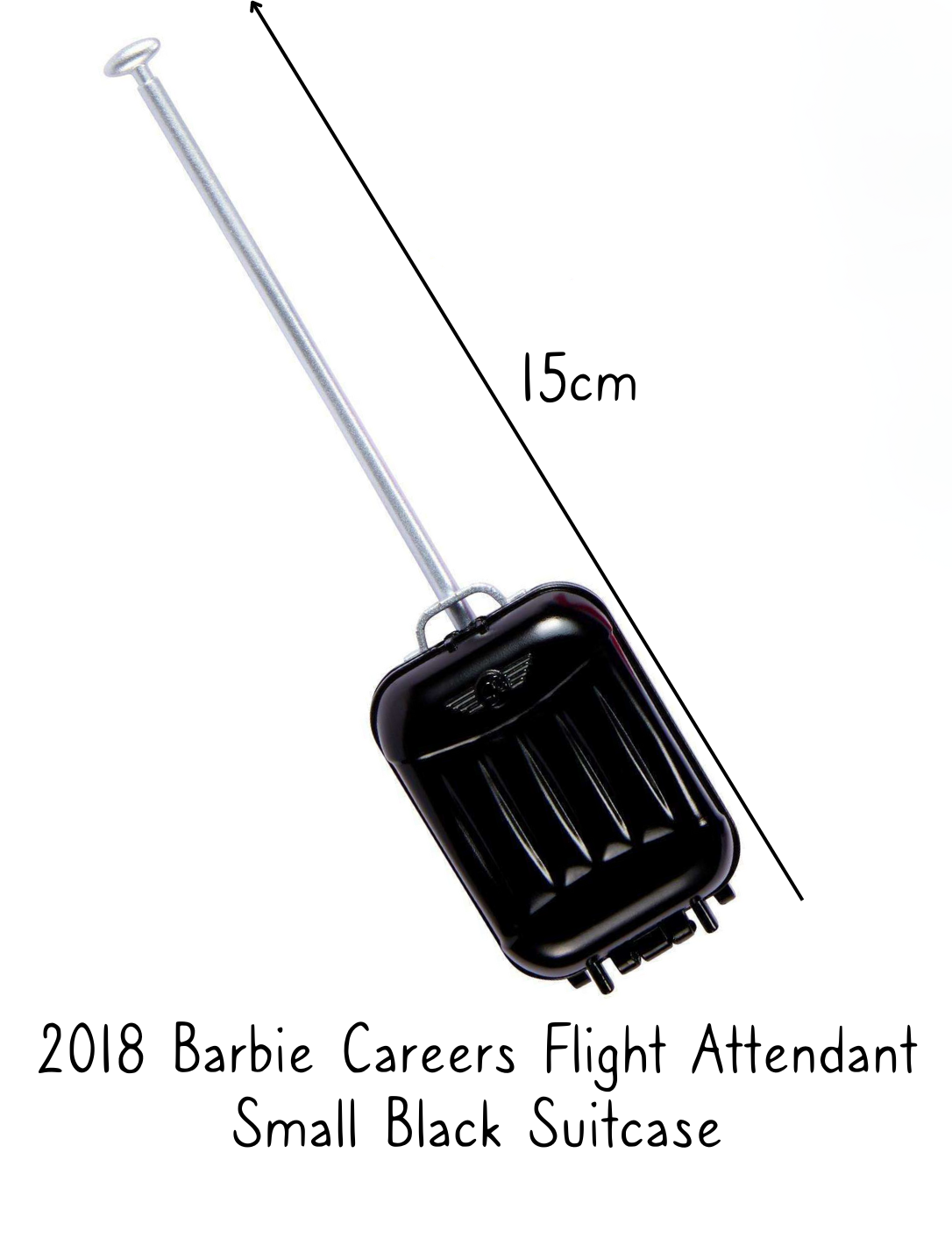 2018 Barbie Careers Flight Attendant Small Black Suitcase