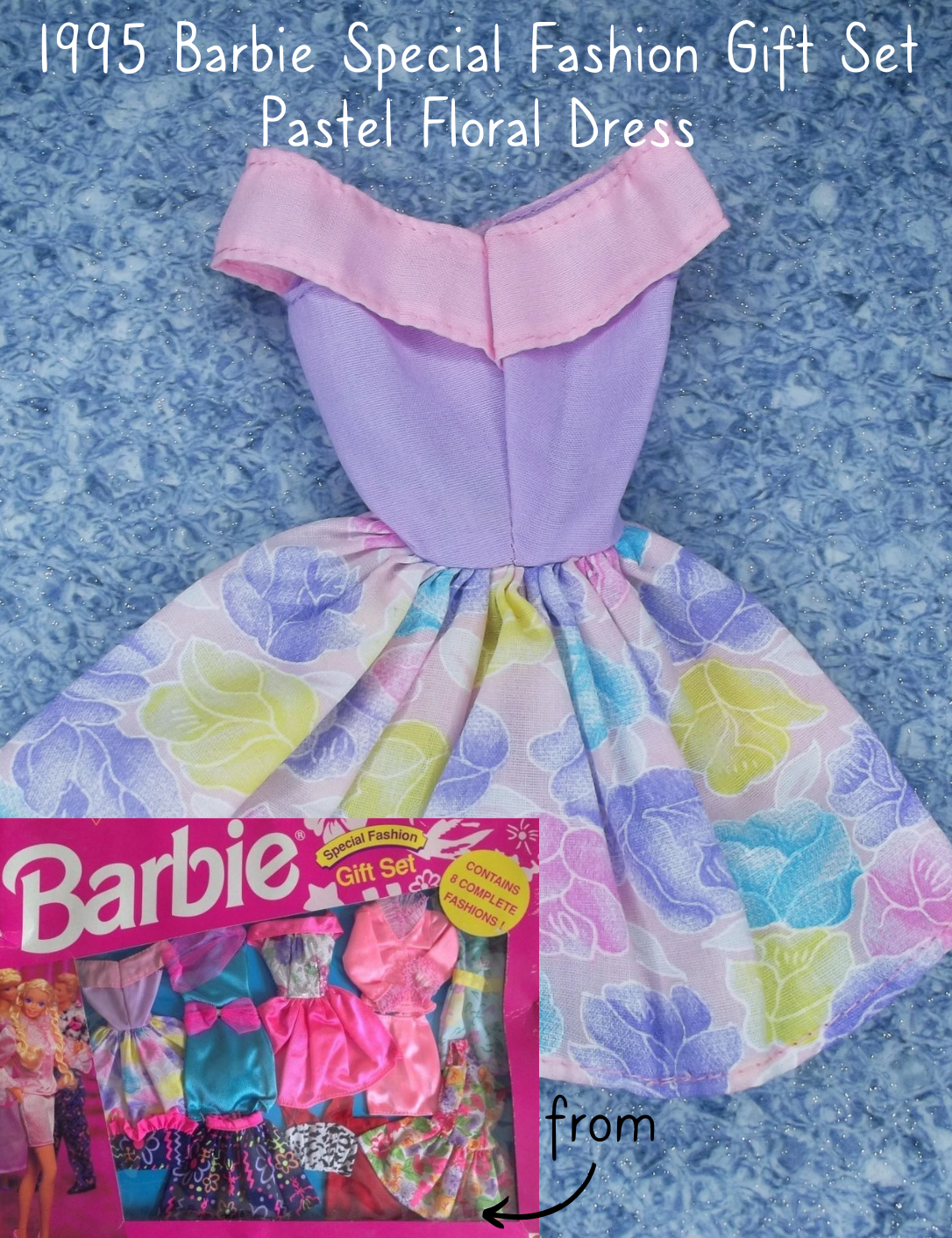 1995 Barbie Special Fashion Gift Set Pastel Floral Dress