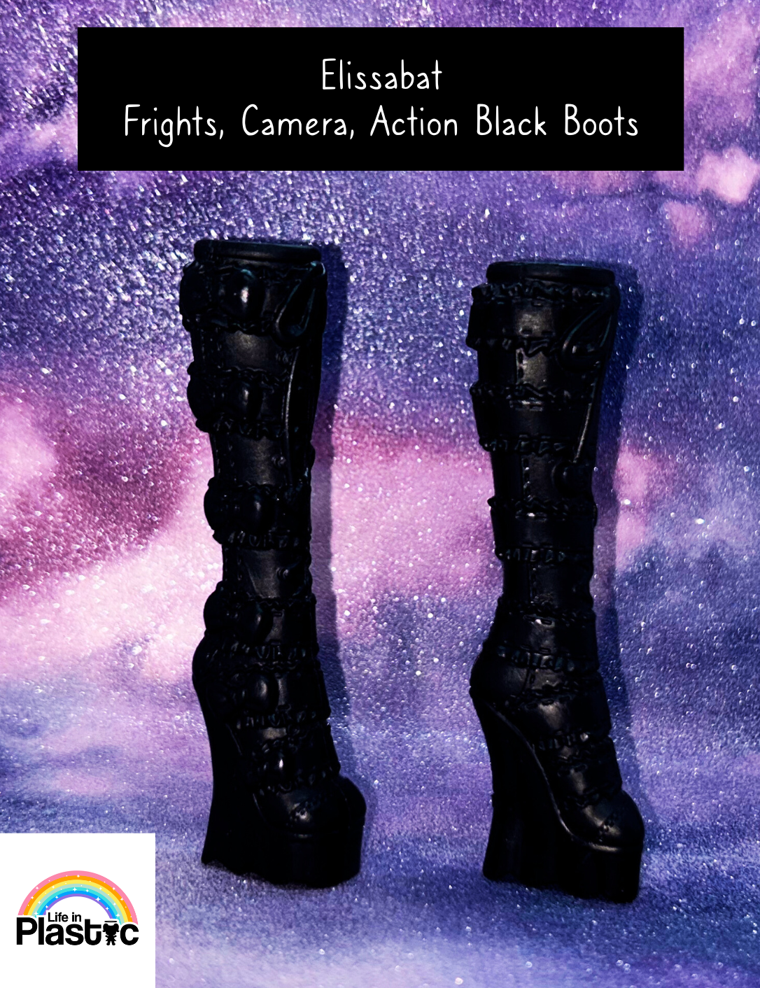 Monster High Elissabat Frights, Camera, Action Black Boots