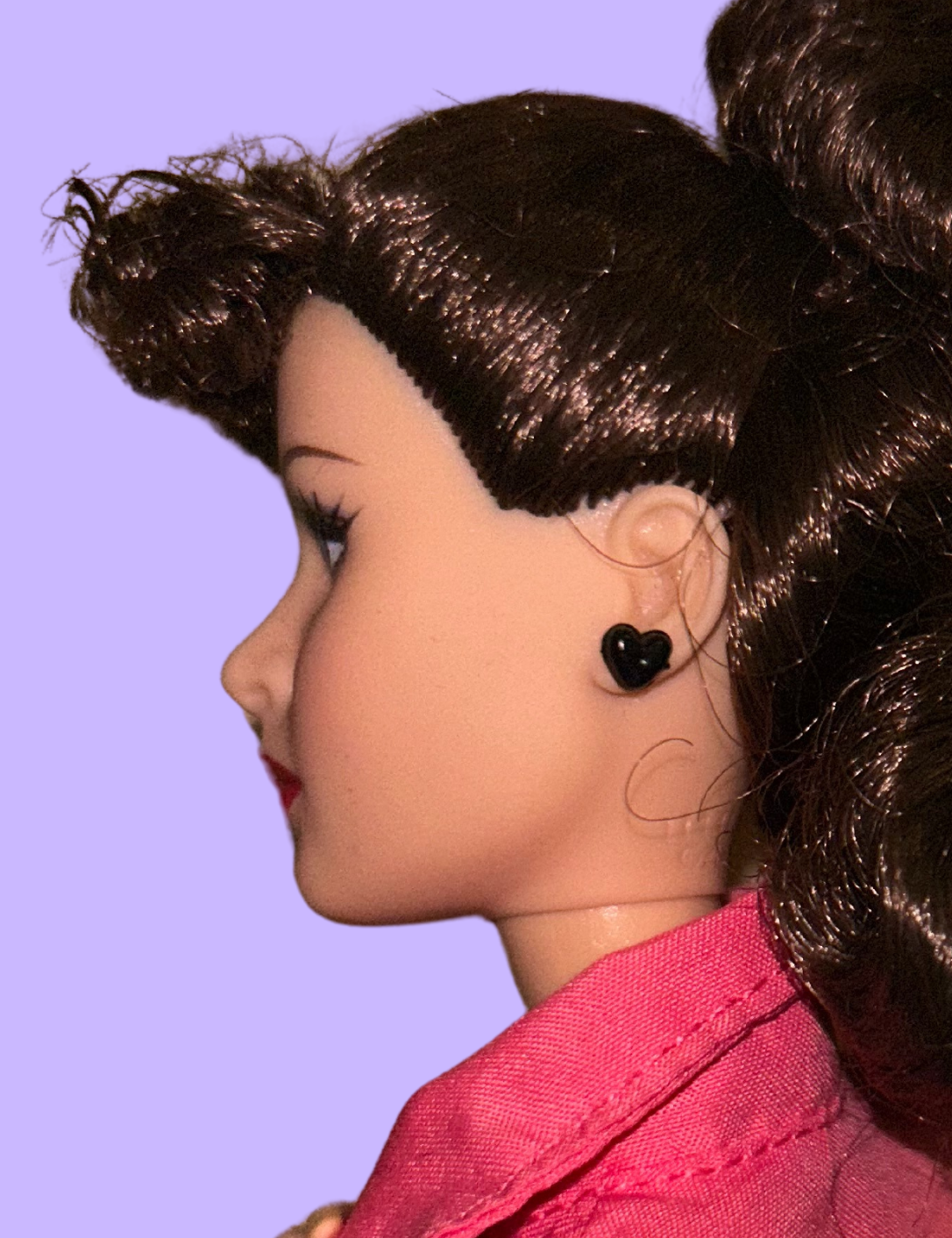 Tiny Black Heart Fashion Doll Earrings