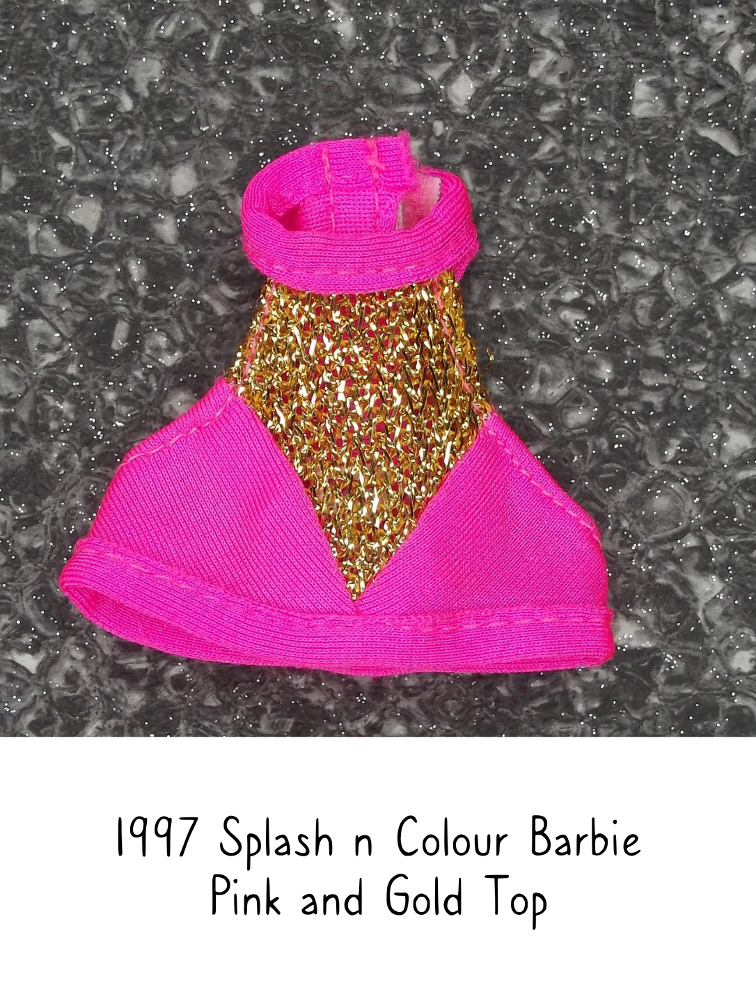 1997 Splash n Colour Barbie Pink and Gold Bikini Top