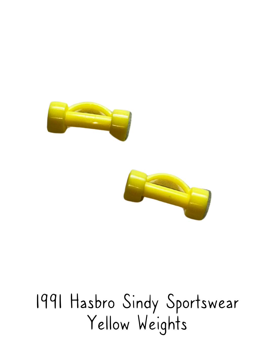 1991 Hasbro Sindy Sportswear Collection Yellow Hand Weights
