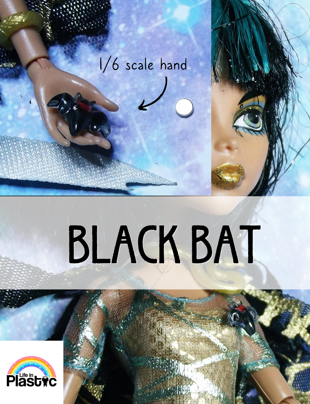 Halloween Black Bat Doll Brooch