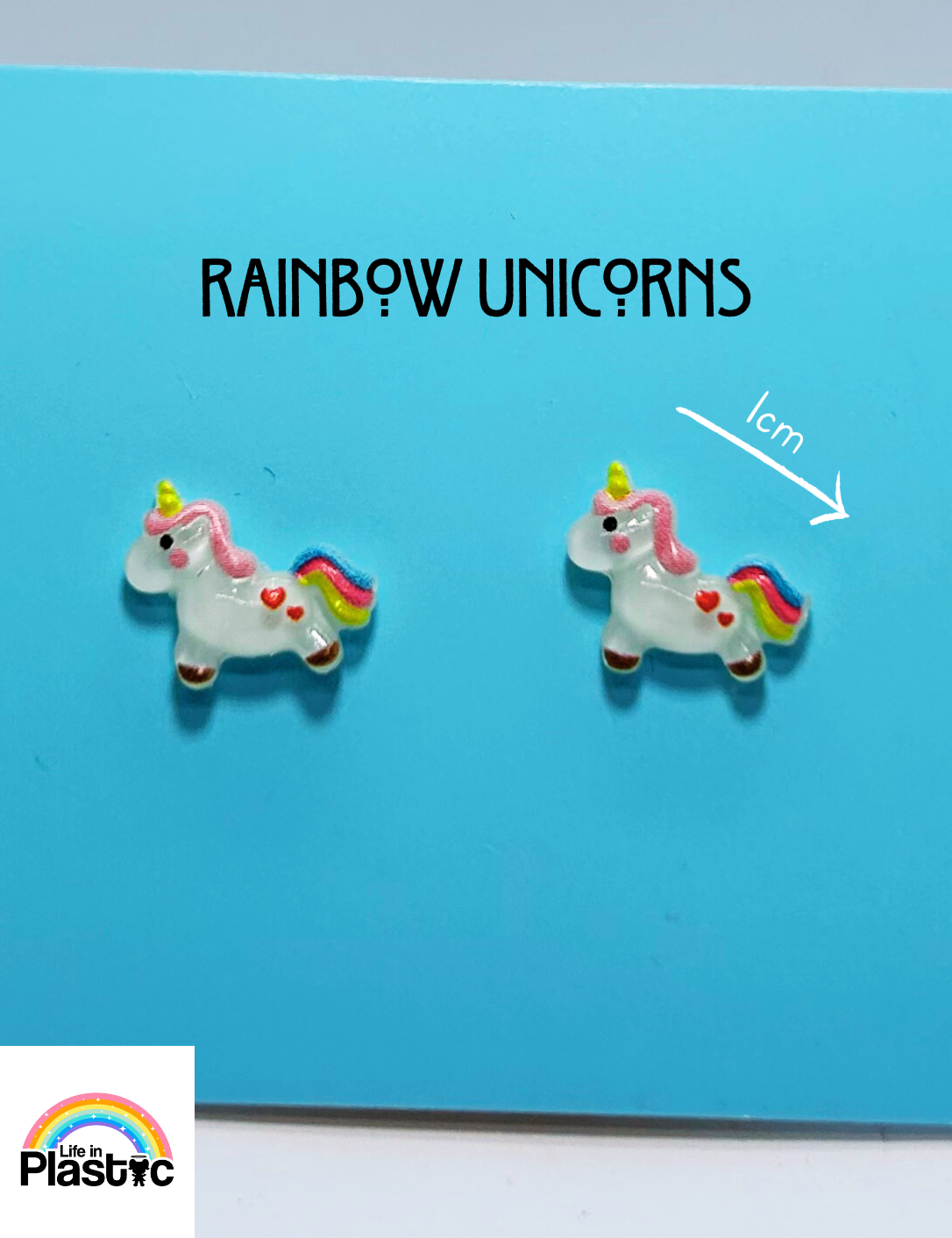 Hypoallergenic Rainbow Unicorn Stud Earrings