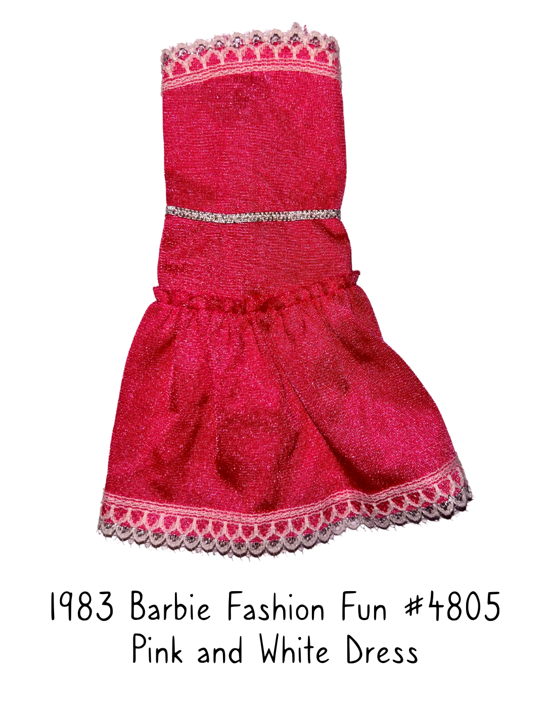 1983 Barbie Fashion Fun #4805 Pink and White Dress