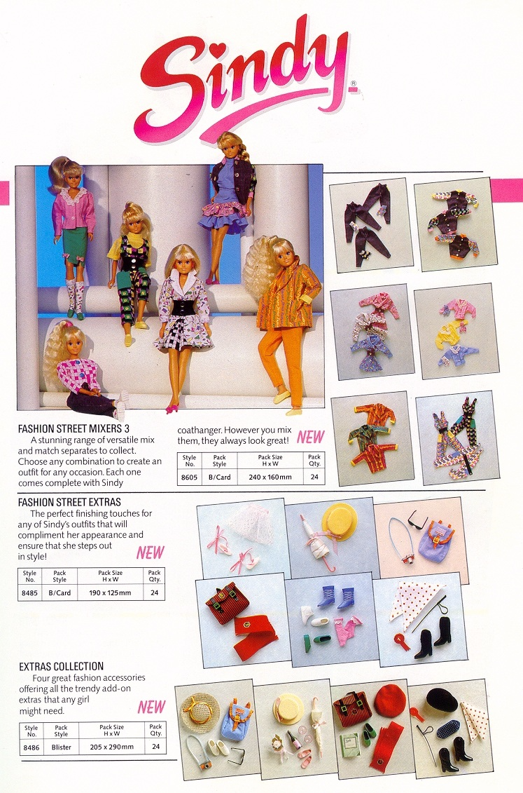 1989 Hasbro Sindy Doll Fashion Street Mixers Range