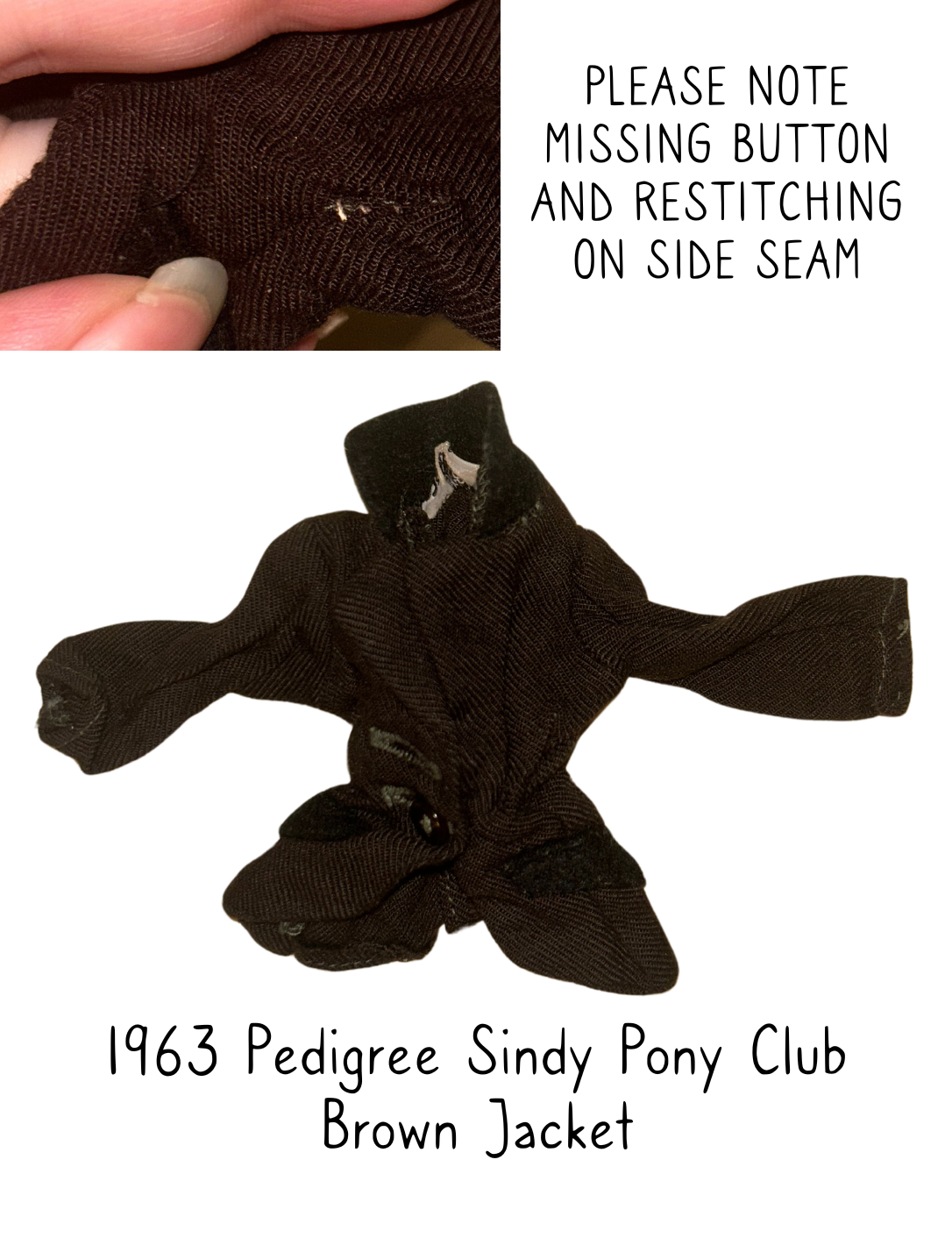 1963 Sindy Pony Club Jacket with Missing Button