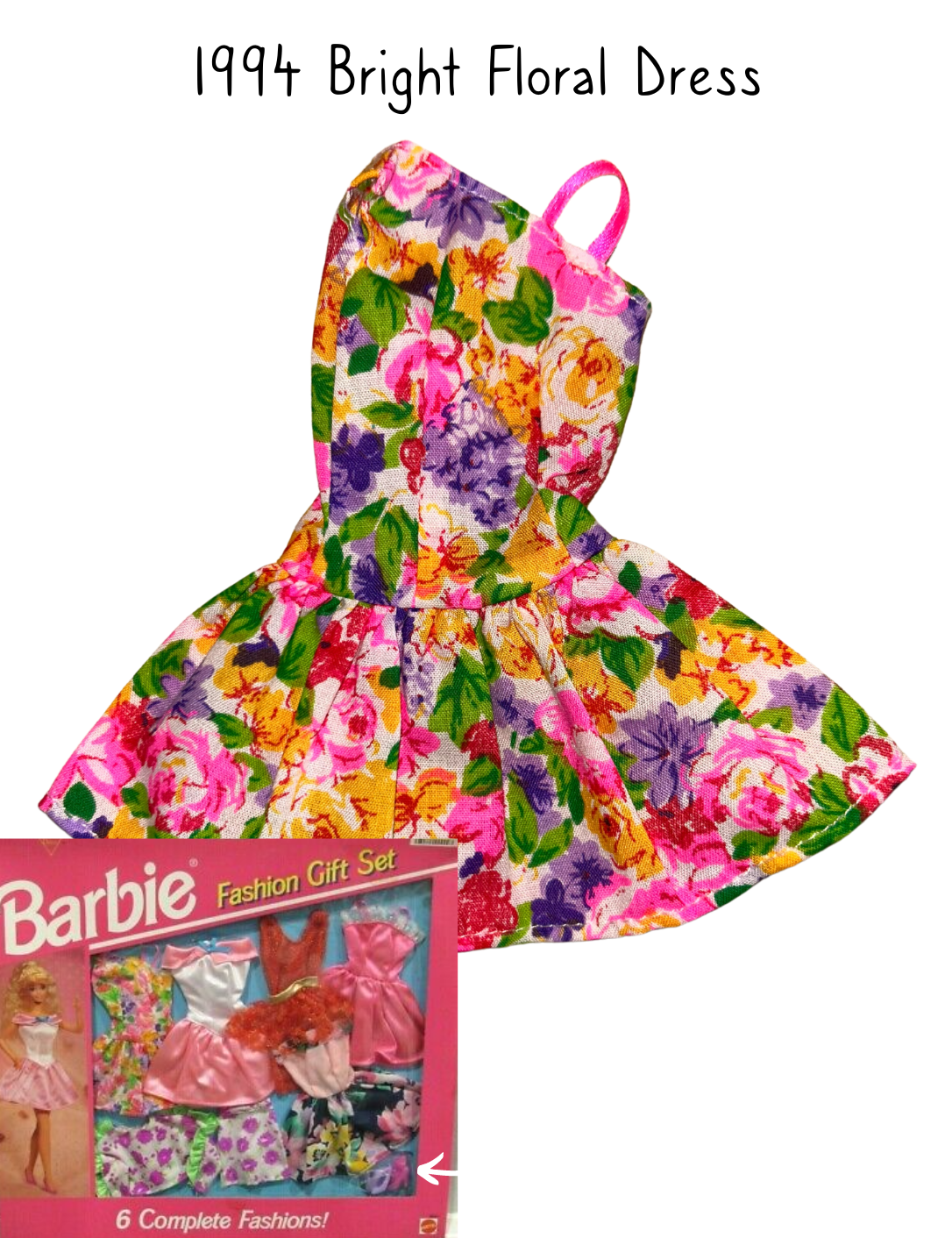 1994 Barbie Fashion Gift Set Bright Floral Dress