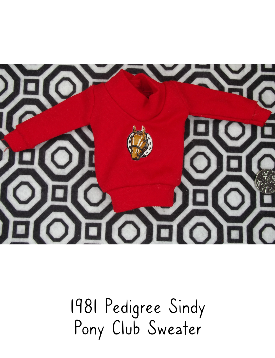 1981 Pedigree Sindy Pony Club Fashion Doll Red Sweater