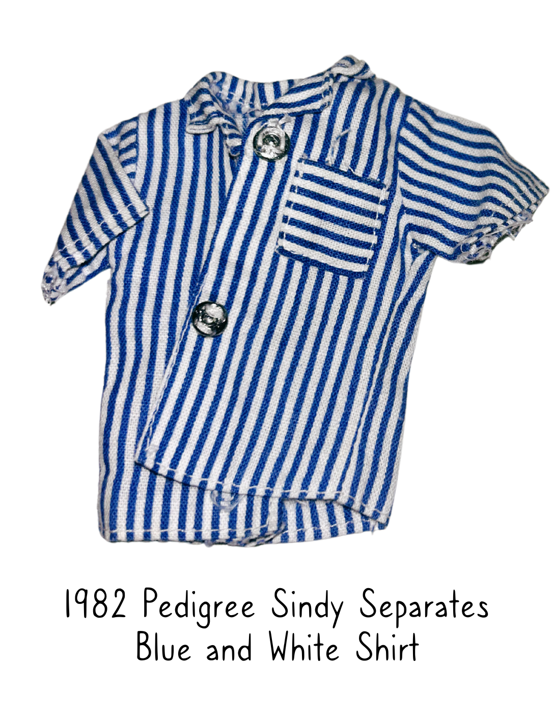 1982 Pedigree Sindy Doll Separates Blue and White Striped Shirt