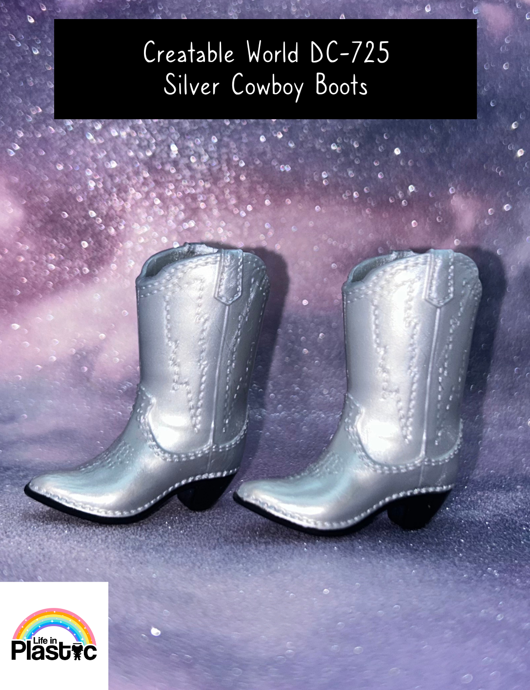 Creatable World DC-725 Fashion Doll Silver Cowboy Boots