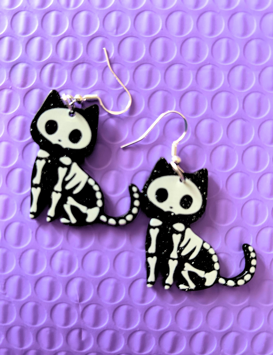 Skeleton Cat Earrings