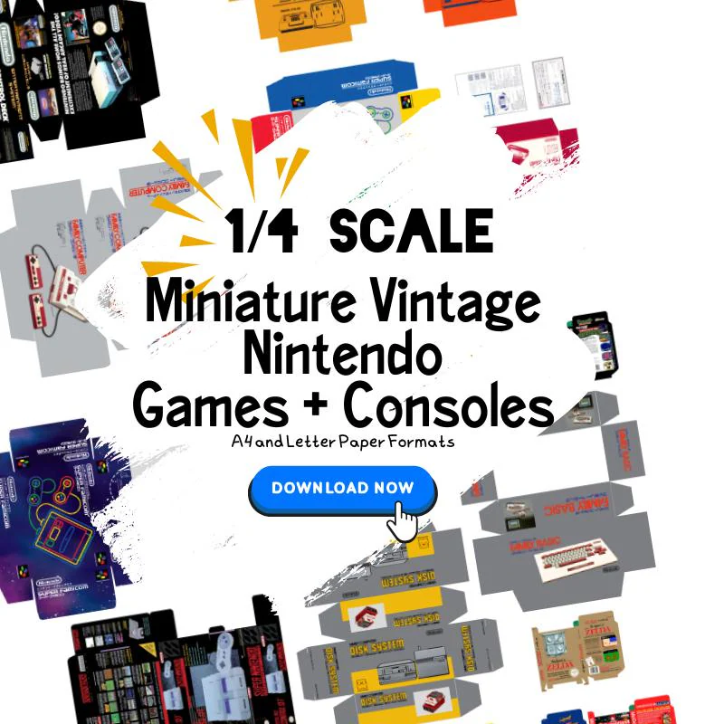 1/4 Scale Miniature Vintage Nintendo Games and Console Boxes