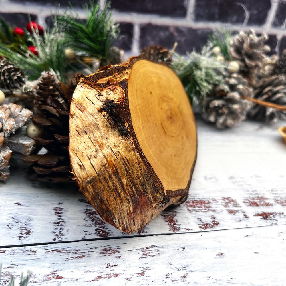 Merry and Bright Wooden Tree Slice Christmas Decoration