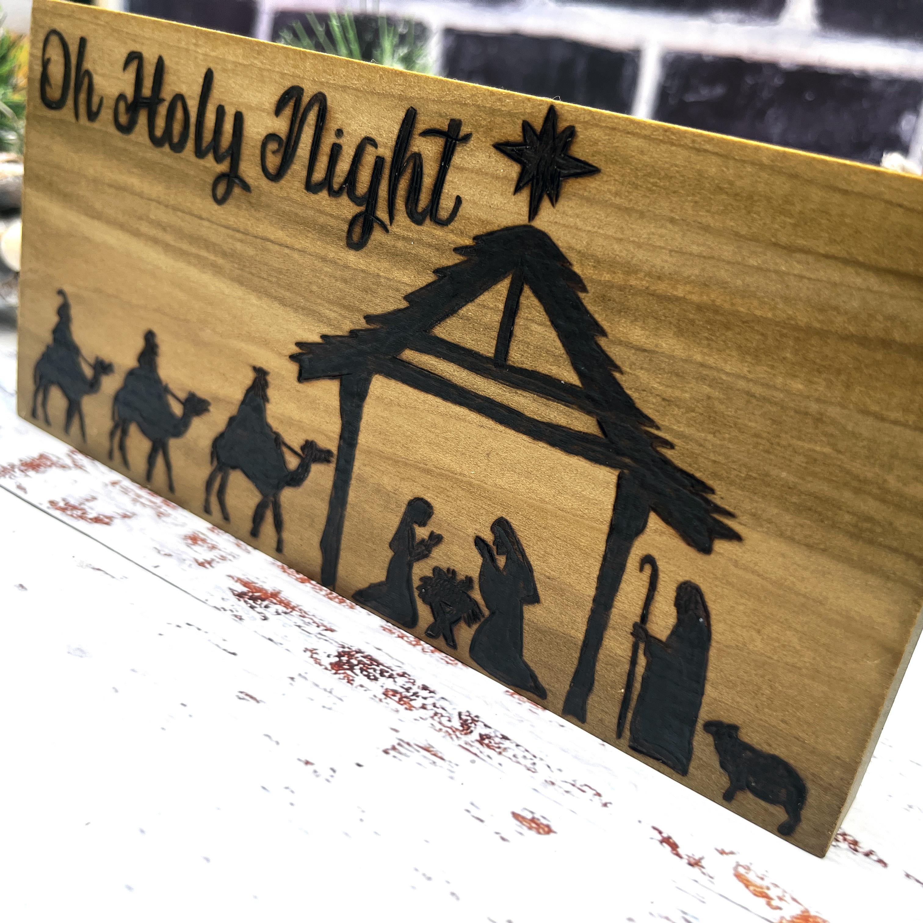 oh holy night wooden nativity scene