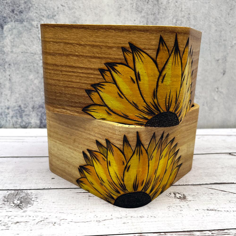 Hand decorated wooden sunflower