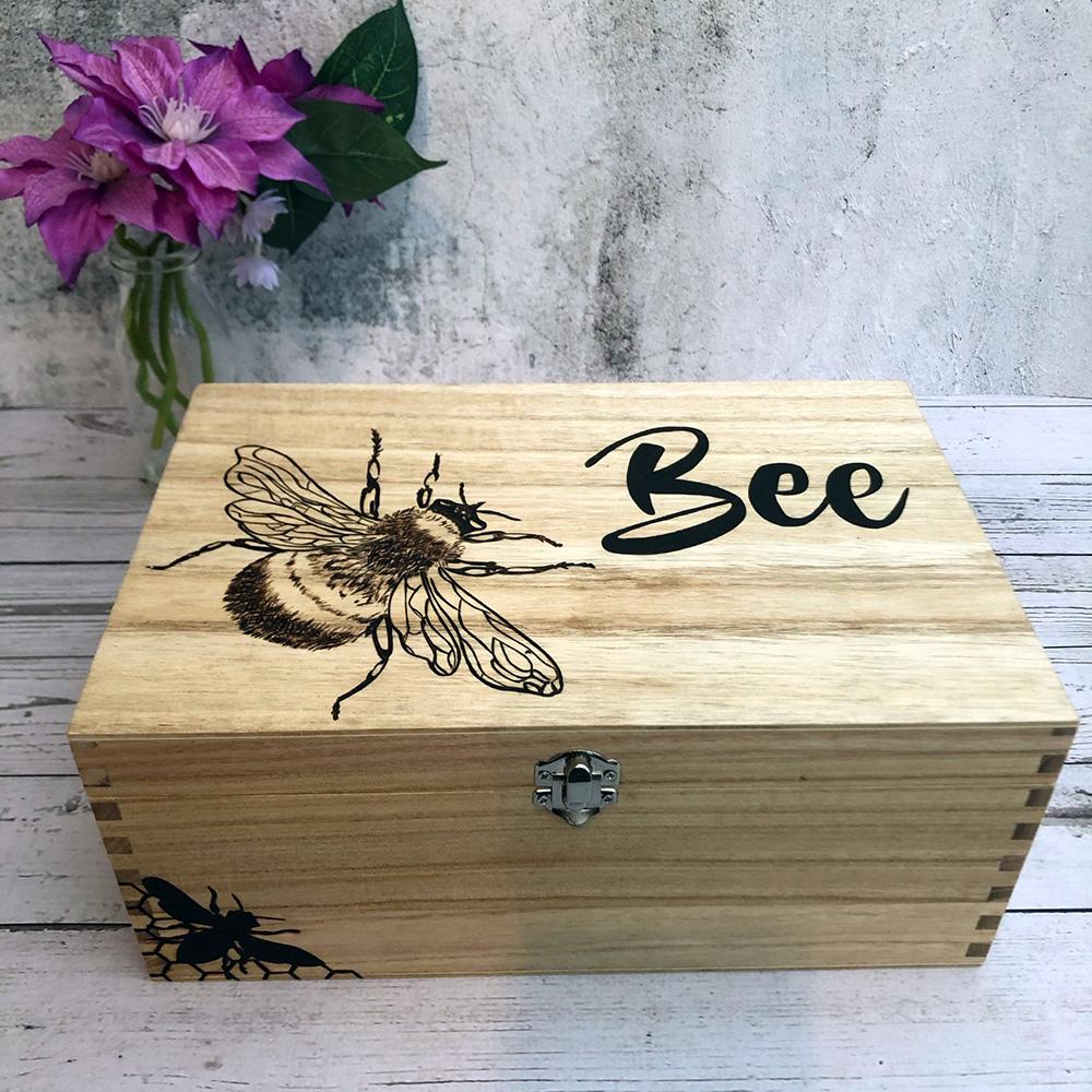 Bee wooden keepsake memory box