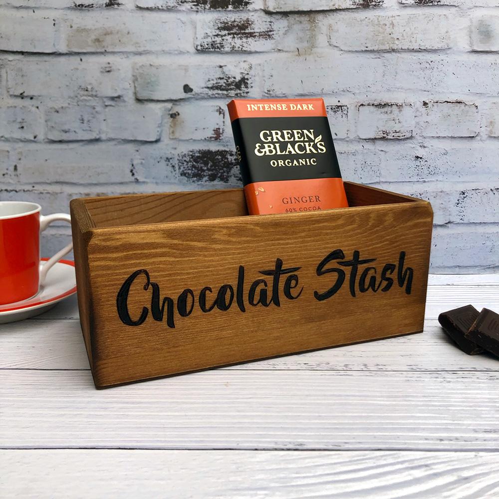 chocolate stash wooden box