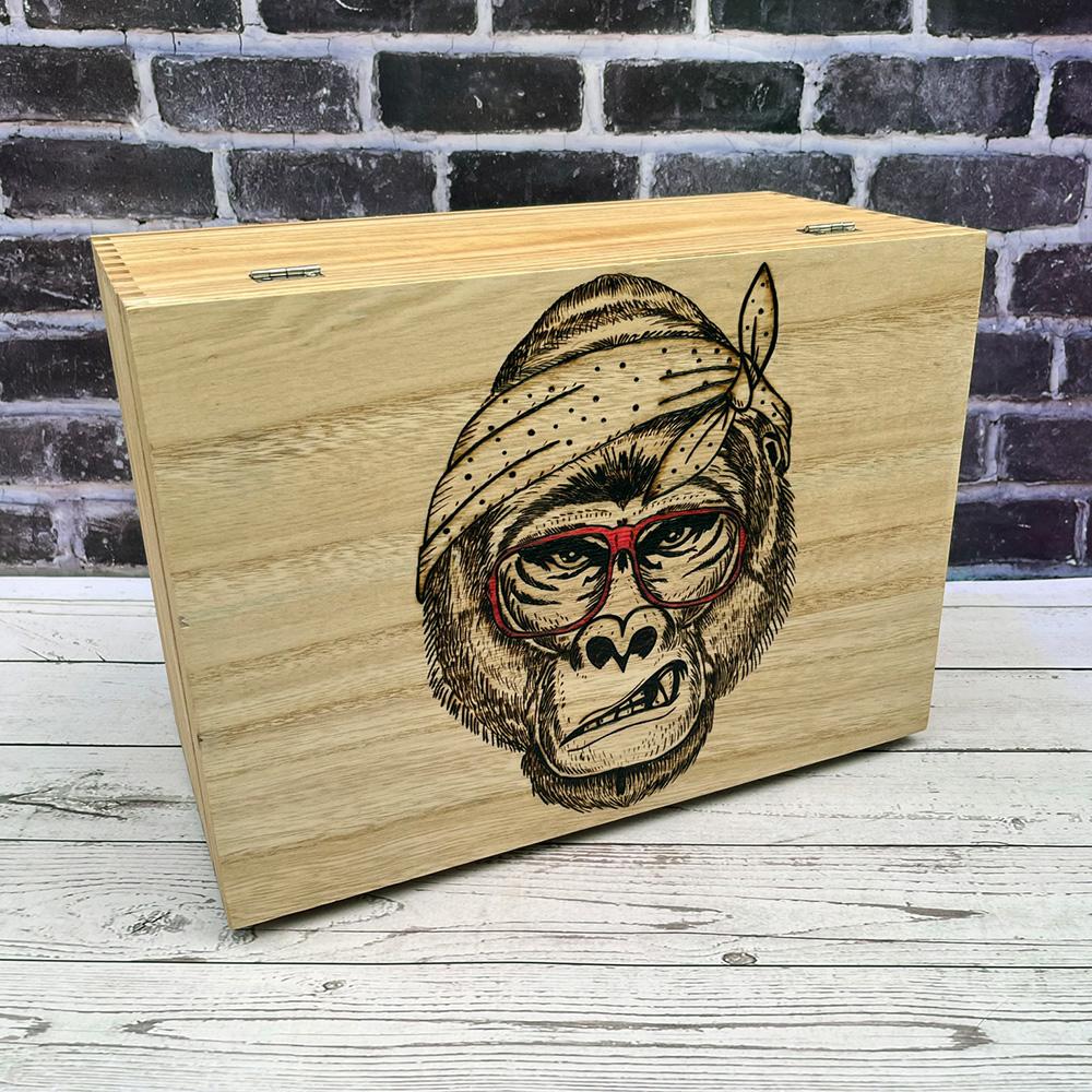 Gorilla on a wood box