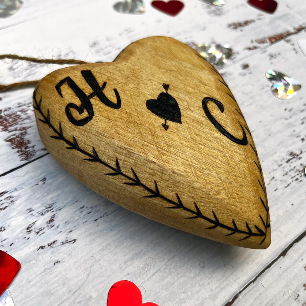 personalised wooden heart for valentines day