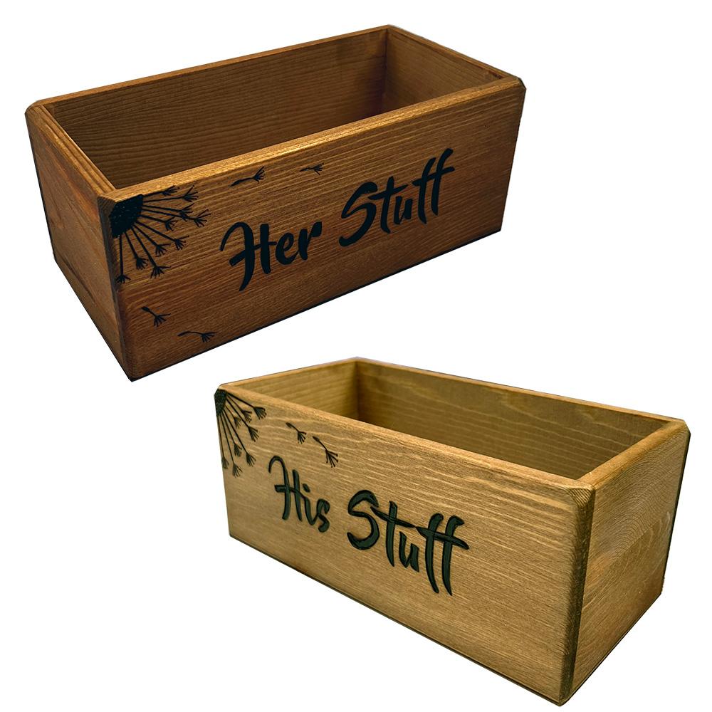 his and her wooden antique style box bundle