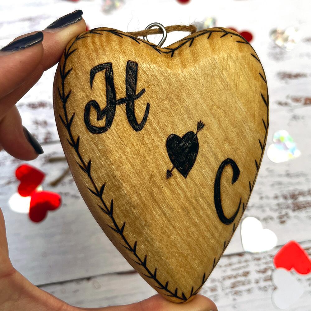 personalised wooden heart for 5th wedding anniversary
