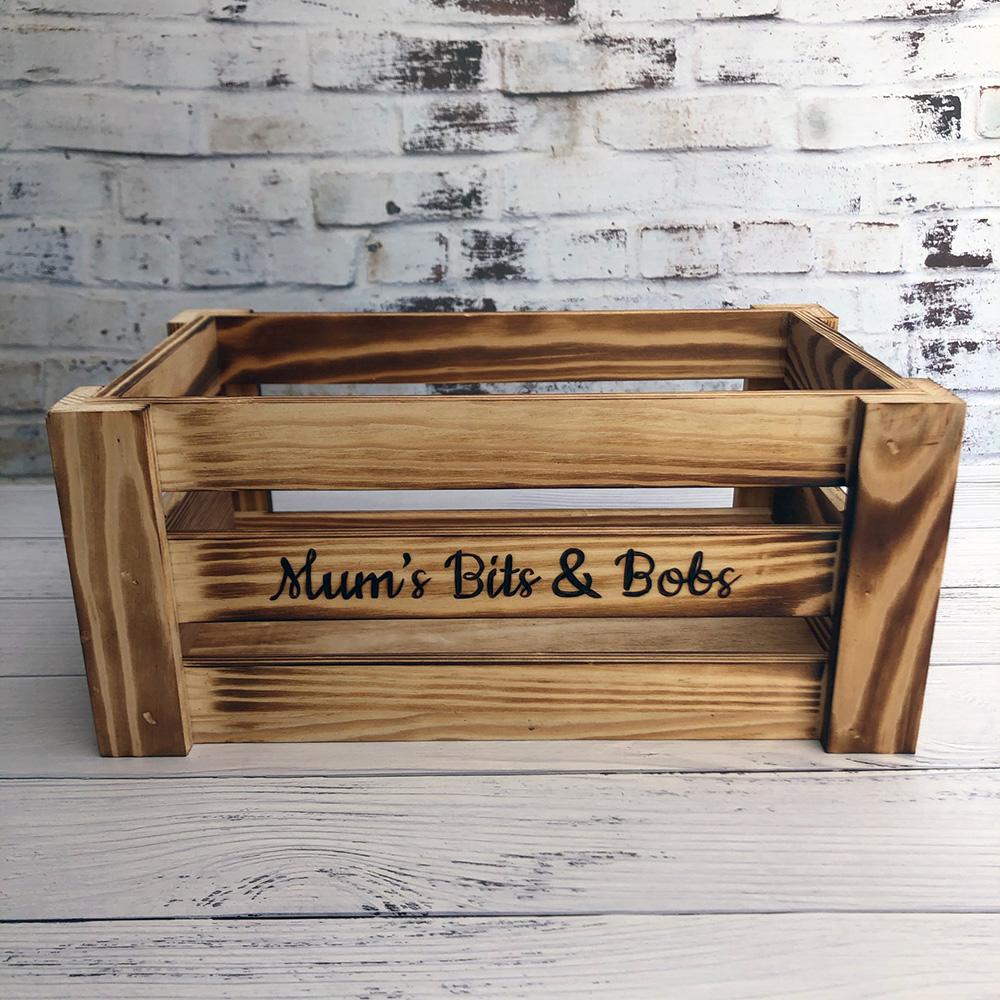 Mum's Bits and Bobs Wooden Storage Crate