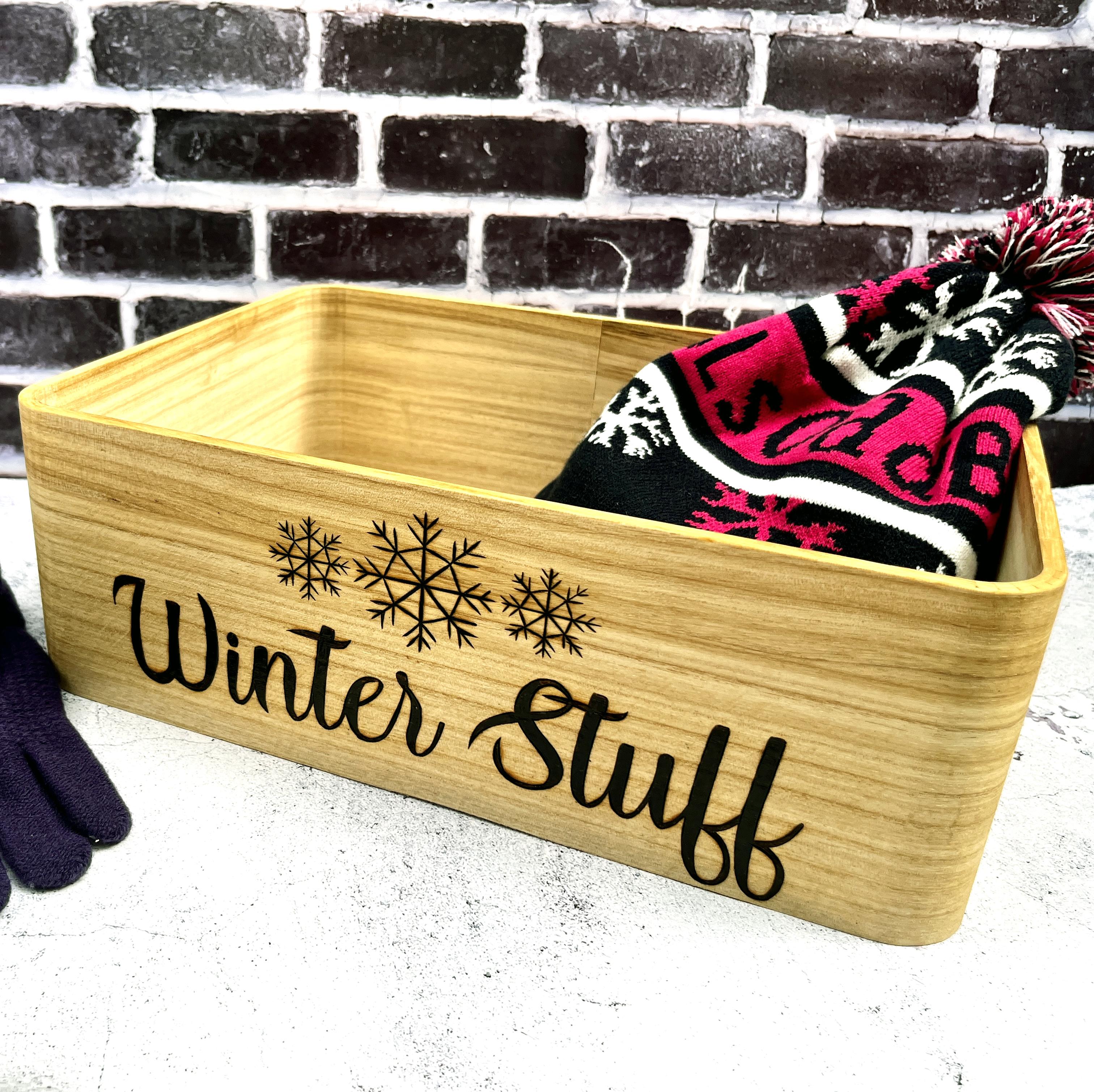 wooden storage box for winter things