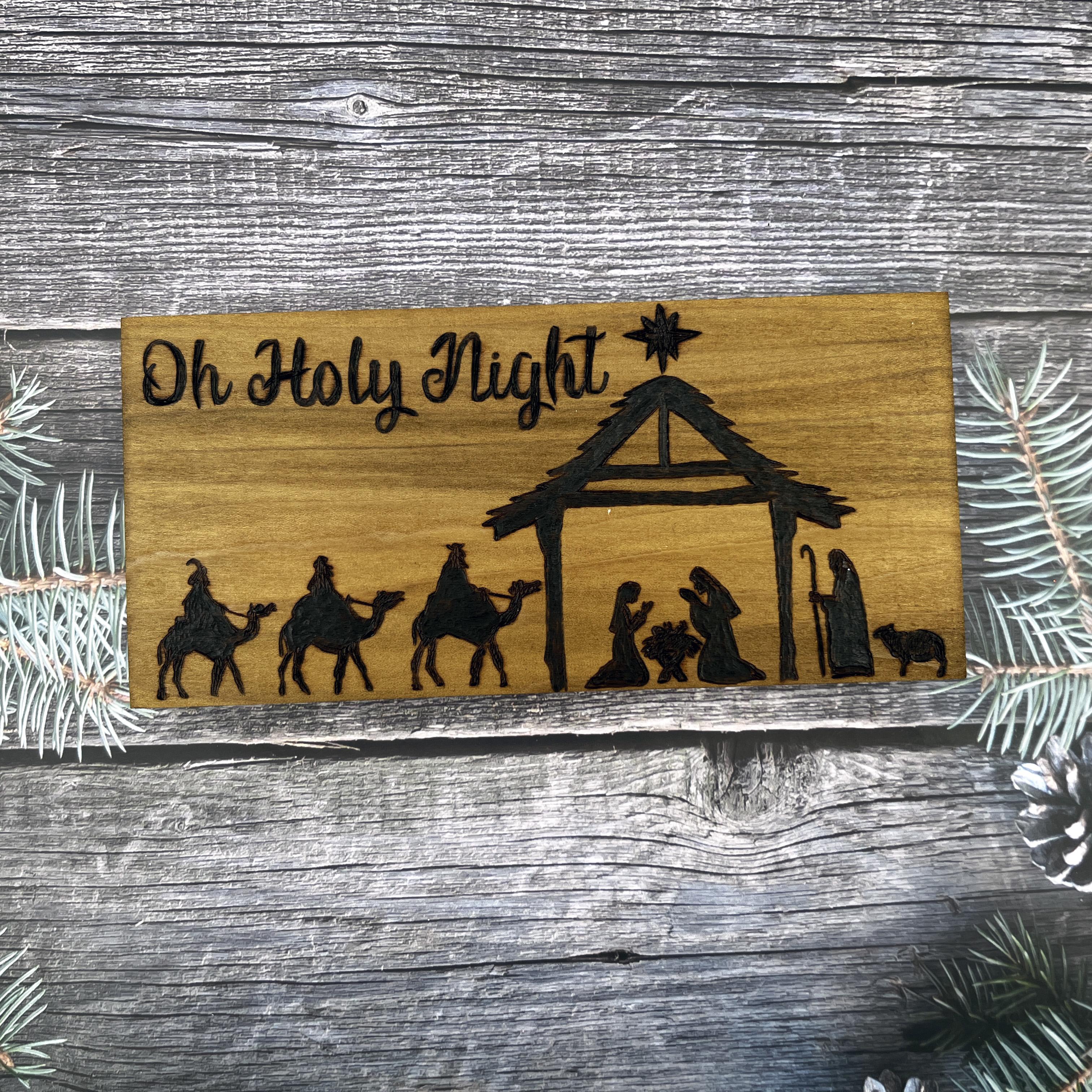 oh holy night wooden nativity scene