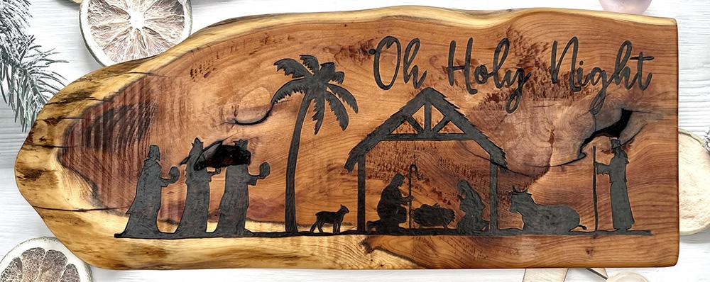 oh holy night wooden sign