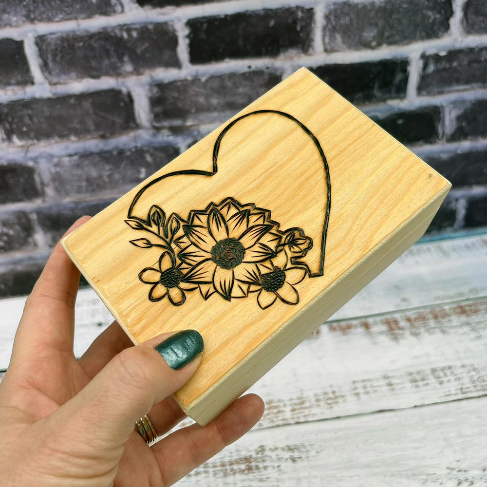 hearts and flowers wooden box