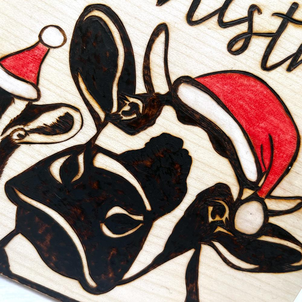 Christmas Goat Wooden Plaque